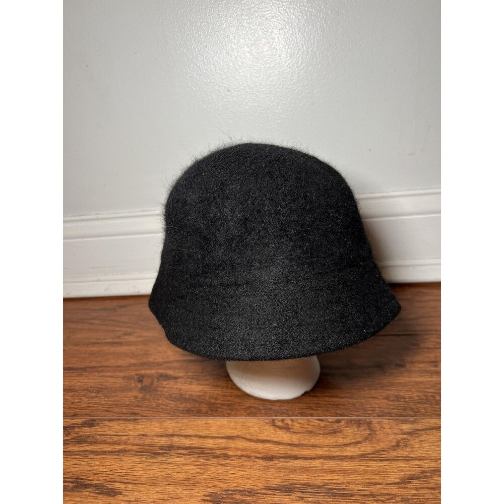 Vintage Wool Hat Bucket Fuzzy Black Minimalist Mens Womens 90s Classic
